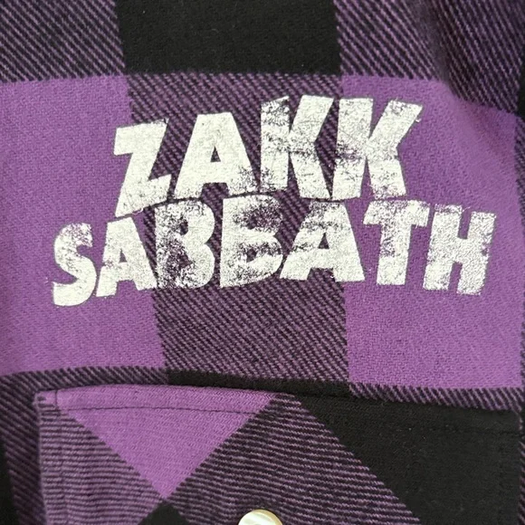 Zakk Sabbath Purple and Black Checkered Flannel Shirt - NEW - Size S - Picture 4 of 4